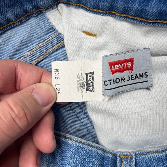 Vintage Levi's Orange Tab Action Straight Leg Jeans Mens 36x29 Blue Denim Cotton - Picture 6 of 10